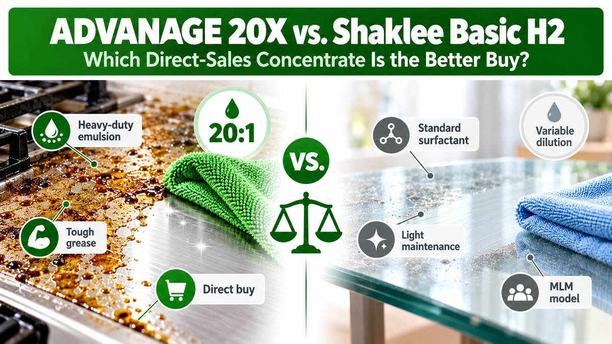 ADVANAGE 20X vs. Shaklee Basic H2: Which Direct-Sales Concentrate Is the Better Buy?