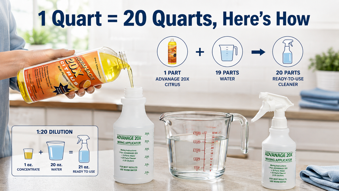 How to Dilute a Cleaning Concentrate (1 Quart = 20 Quarts)